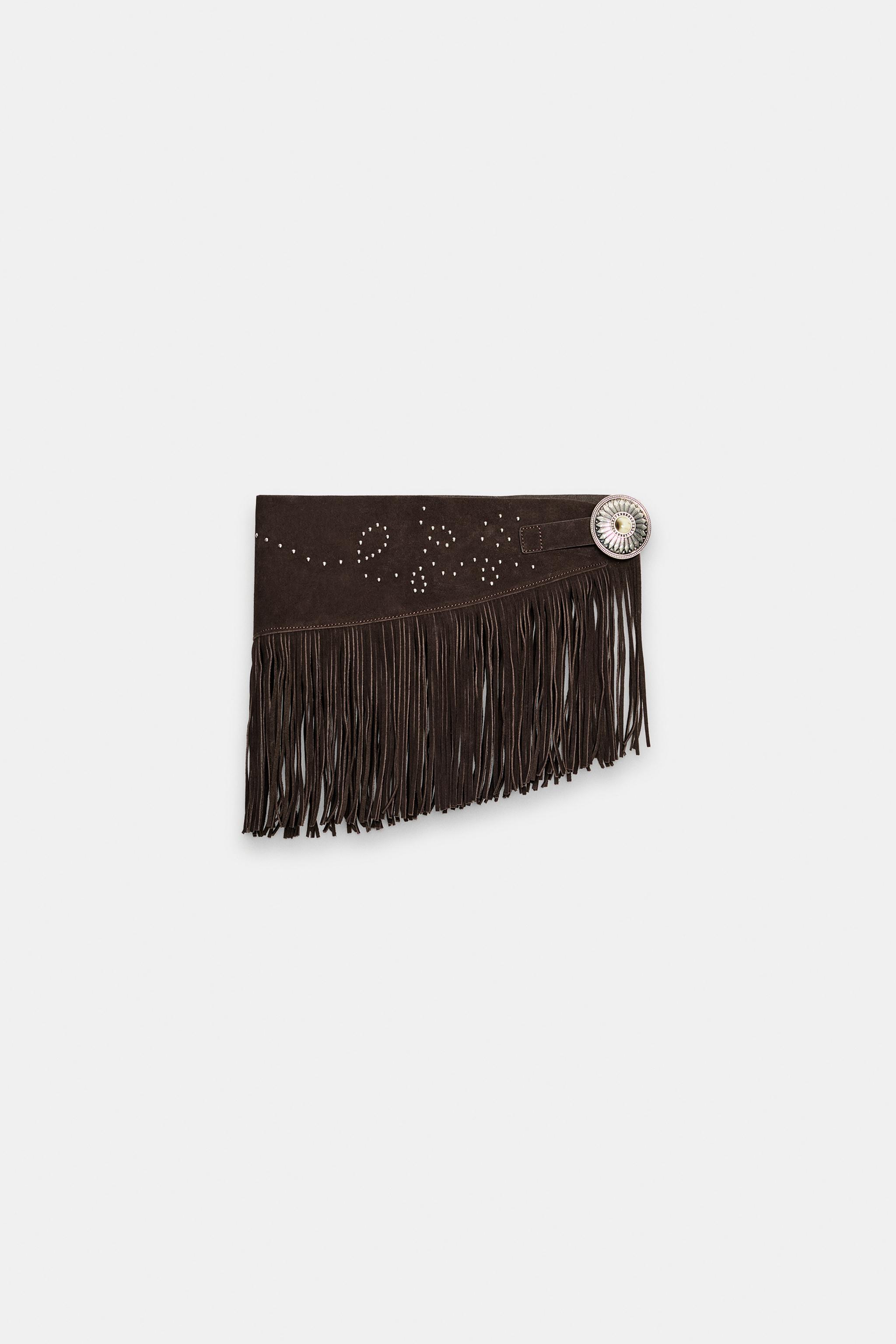 100% LEATHER FRINGED SKIRT BELT